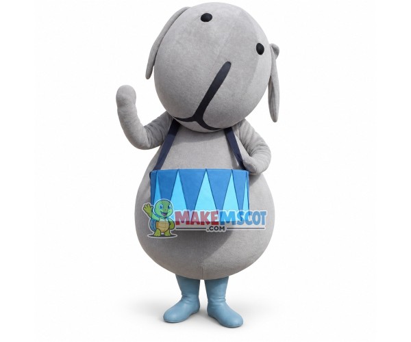 Gray Band Dog With Drum Mascot Costume Gray Band Dog With Drum Mascot Costume