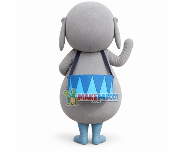 Gray Band Dog With Drum Mascot Costume Gray Band Dog With Drum Mascot Costume