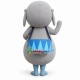 Gray Band Dog With Drum Mascot Costume Gray Band Dog With Drum Mascot Costume