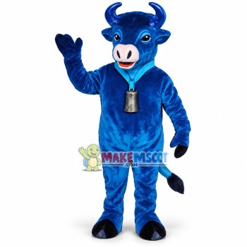 Blue Bull With Bell Mascot Costume