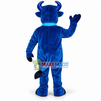 Blue Bull With Bell Mascot Costume