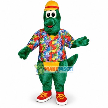 Green Dragon In The Printed Shirt Mascot Costume Green Dragon In The Printed Shirt Mascot Costume