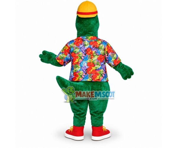Green Dragon In The Printed Shirt Mascot Costume Green Dragon In The Printed Shirt Mascot Costume