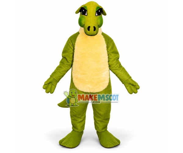 Strong Bright Green Dinosaur Mascot Costume