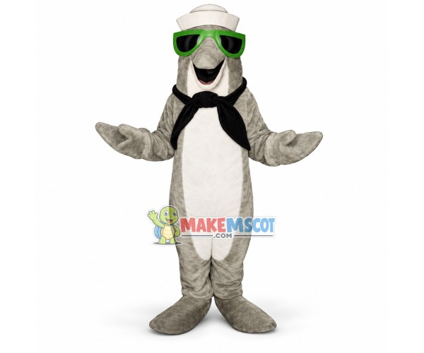Crew Dolphin With Sunglasses Mascot Costume