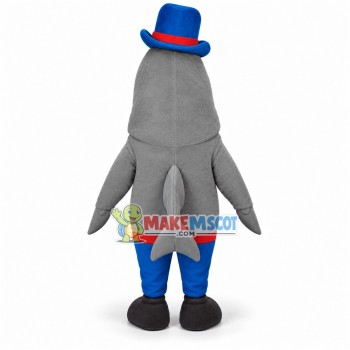 Amiable Dolphin With Blue Hat Mascot Costume Amiable Dolphin With Blue Hat Mascot Costume