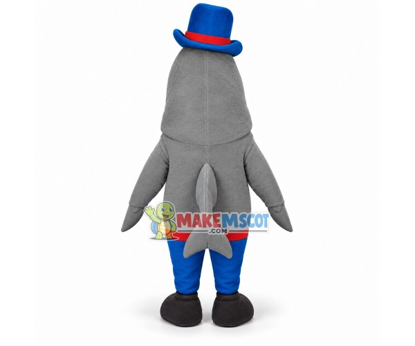 Amiable Dolphin With Blue Hat Mascot Costume