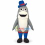 Amiable Dolphin With Blue Hat Mascot Costume