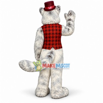 Long Wool Gray Wolf In The Checked Vest Mascot Costume Long Wool Gray Wolf In The Checked Vest Mascot Costume