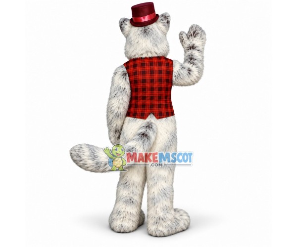 Long Wool Gray Wolf In The Checked Vest Mascot Costume Long Wool Gray Wolf In The Checked Vest Mascot Costume