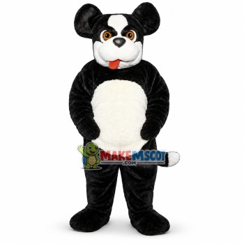 Black & White Dog Sticking Out Tongue Mascot Costume