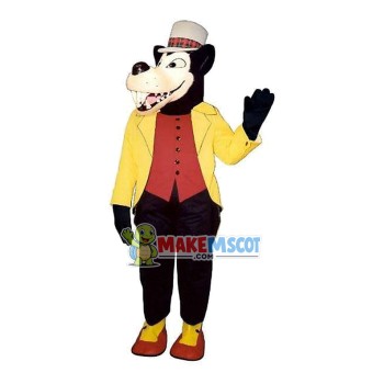 Black Wolf In The Whole Outfit Mascot Costume