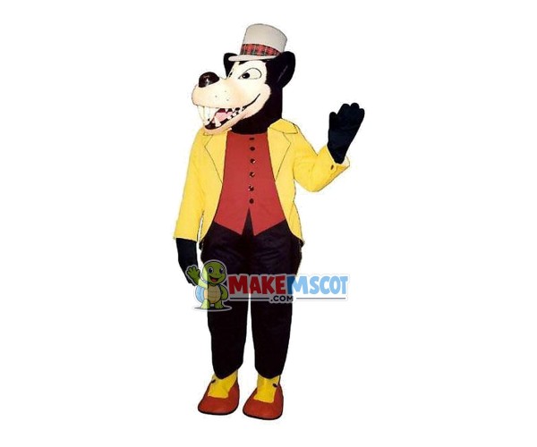 Black Wolf In The Whole Outfit Mascot Costume Black Wolf In The Whole Outfit Mascot Costume