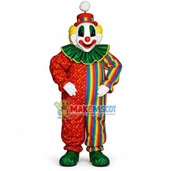 Colored Clown With Scary Face Mascot Costume Colored Clown With Scary Face Mascot Costume