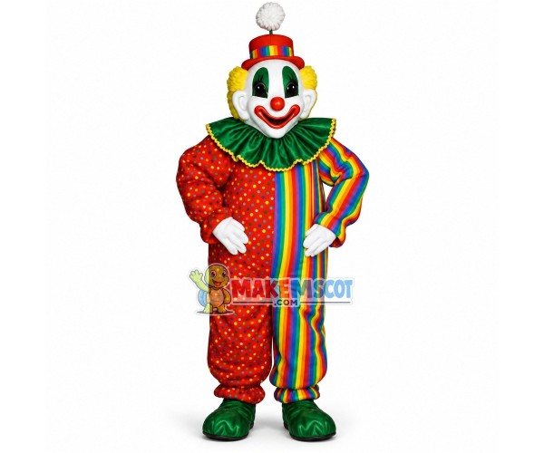 Colored Clown With Scary Face Mascot Costume Colored Clown With Scary Face Mascot Costume