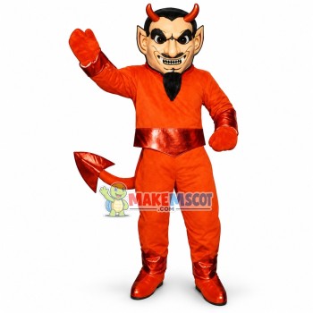 Evil Red Demon With Tail Mascot Costume