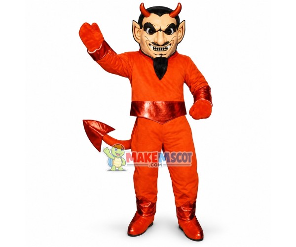 Evil Red Demon With Tail Mascot Costume Evil Red Demon With Tail Mascot Costume