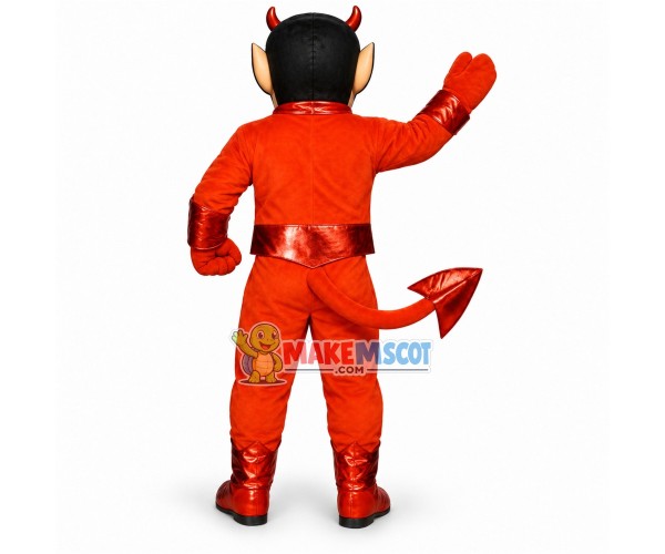 Evil Red Demon With Tail Mascot Costume Evil Red Demon With Tail Mascot Costume