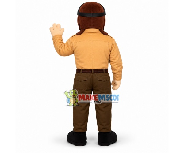 Seasoned Pilot Wearing Jacket Mascot Costume Seasoned Pilot Wearing Jacket Mascot Costume
