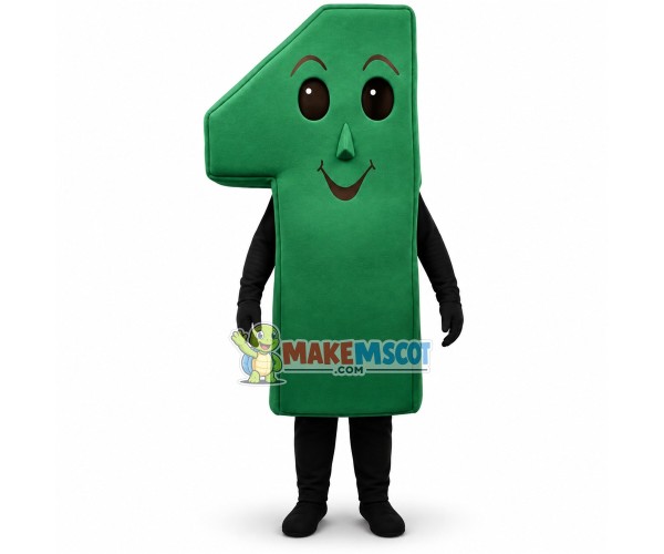 Green Model of Number One Mascot Costume Green Model of Number One Mascot Costume