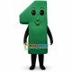 Green Model of Number One Mascot Costume Green Model of Number One Mascot Costume
