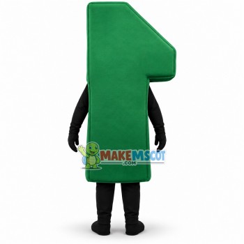 Green Model of Number One Mascot Costume Green Model of Number One Mascot Costume