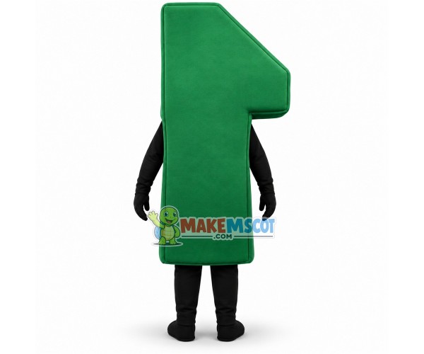 Green Model of Number One Mascot Costume Green Model of Number One Mascot Costume