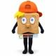 Square Model With Orange Cap Mascot Costume Square Model With Orange Cap Mascot Costume