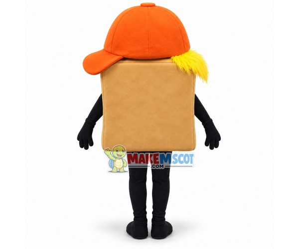 Square Model With Orange Cap Mascot Costume Square Model With Orange Cap Mascot Costume