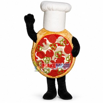 Cheese Pizza with Chef Hat Mascot Costume Cheese Pizza with Chef Hat Mascot Costume