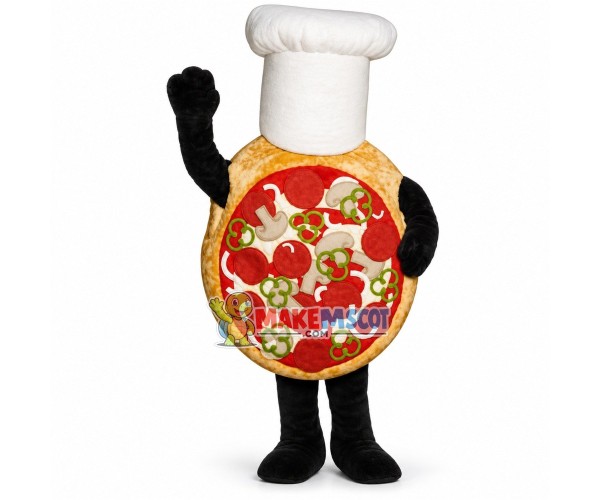 Cheese Pizza with Chef Hat Mascot Costume Cheese Pizza with Chef Hat Mascot Costume