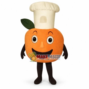 Persimmon Wearing Chef Hat Mascot Costume
