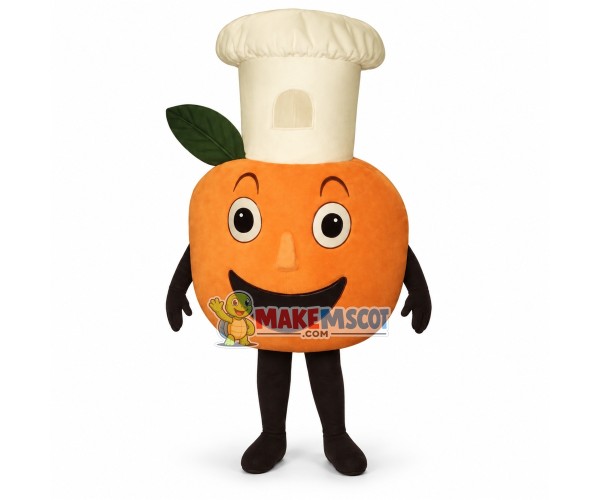 Persimmon Wearing Chef Hat Mascot Costume Persimmon Wearing Chef Hat Mascot Costume