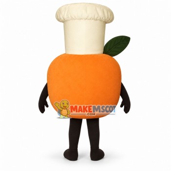 Persimmon Wearing Chef Hat Mascot Costume Persimmon Wearing Chef Hat Mascot Costume