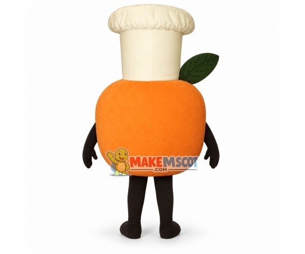 Persimmon Wearing Chef Hat Mascot Costume Persimmon Wearing Chef Hat Mascot Costume
