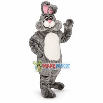Mild Gray Furry Bunny Mascot Costume