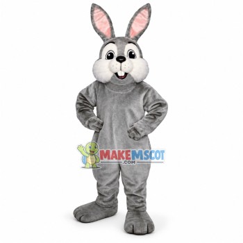 Proud Adult Gray Rabbit Mascot Costume