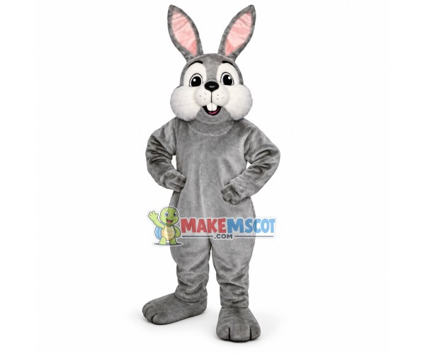 Proud Adult Gray Rabbit Mascot Costume Proud Adult Gray Rabbit Mascot Costume