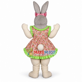 Pretty Bunny With Flower Dress Mascot Costume Pretty Bunny With Flower Dress Mascot Costume
