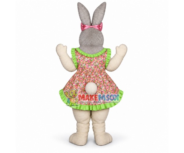 Pretty Bunny With Flower Dress Mascot Costume