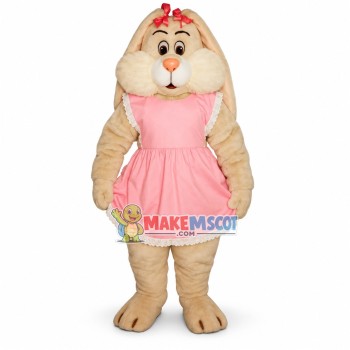 Cute Bunny In Pink Maid Dress Mascot Costume Cute Bunny In Pink Maid Dress Mascot Costume
