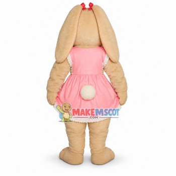 Cute Bunny In Pink Maid Dress Mascot Costume Cute Bunny In Pink Maid Dress Mascot Costume