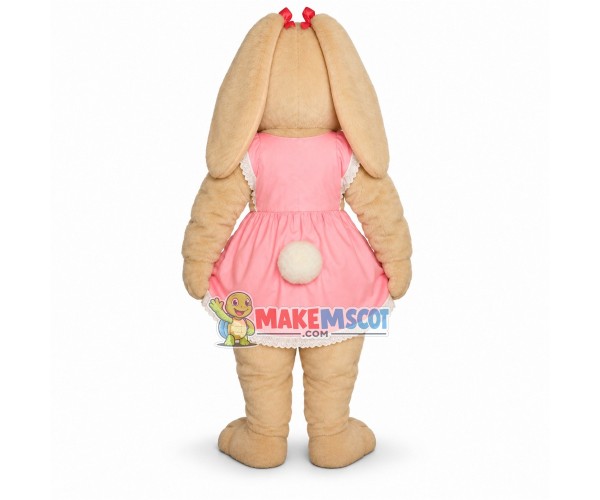 Cute Bunny In Pink Maid Dress Mascot Costume Cute Bunny In Pink Maid Dress Mascot Costume