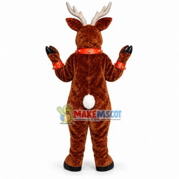 Christmas Elk With Bell Collar Mascot Costume Christmas Elk With Bell Collar Mascot Costume