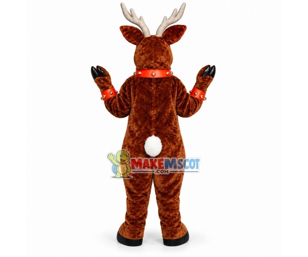 Christmas Elk With Bell Collar Mascot Costume Christmas Elk With Bell Collar Mascot Costume