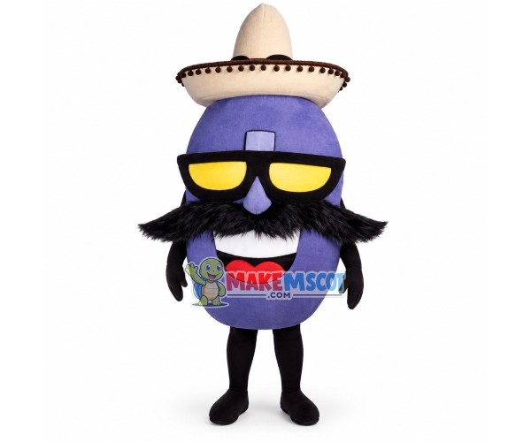 Halloween Purple Egg Man With Hat Mascot Costume Halloween Purple Egg Man With Hat Mascot Costume