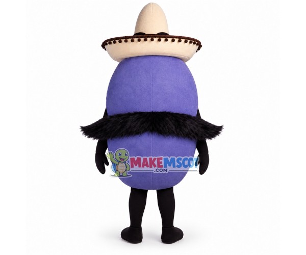 Halloween Purple Egg Man With Hat Mascot Costume