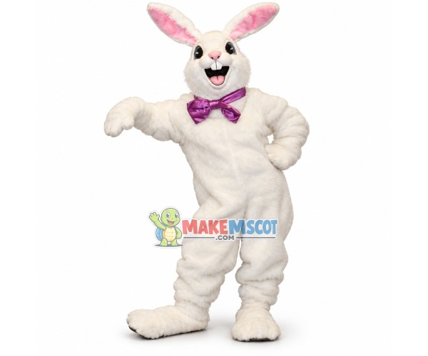 Content Furry Rabbit With Purple Bow Mascot Costume Content Furry Rabbit With Purple Bow Mascot Costume