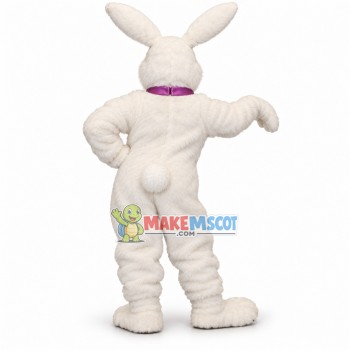 Content Furry Rabbit With Purple Bow Mascot Costume Content Furry Rabbit With Purple Bow Mascot Costume