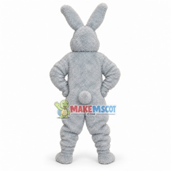 Confident Gray Plush Bunny Mascot Costume Confident Gray Plush Bunny Mascot Costume